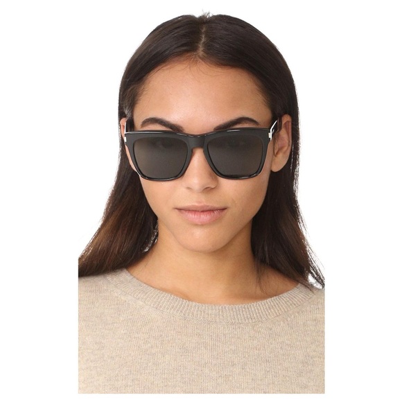 YSL Saint Laurent SL137 Devon sunglasses black silver square rectangle shape - Picture 1 of 10